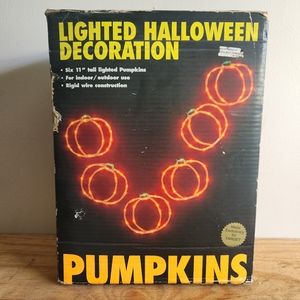 Vintage HALLOWEEN 1995 Mr Christmas Six 11" Indoor/ Outdoor Lighted Pumpkins .